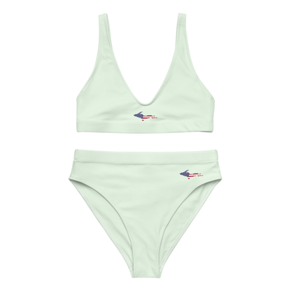 Michigan Upper Peninsula High-Waisted Bikini (w/ UP USA Flag) | Dew Green