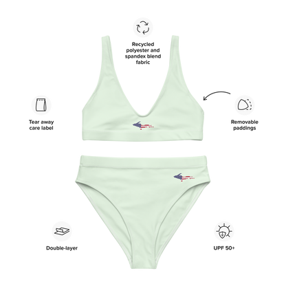 Michigan Upper Peninsula High-Waisted Bikini (w/ UP USA Flag) | Dew Green