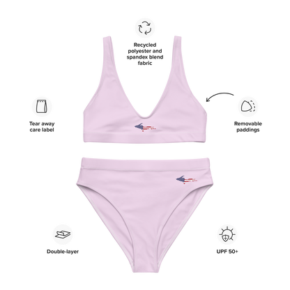 Michigan Upper Peninsula High-Waisted Bikini (w/ UP USA Flag) | Pale Lavender