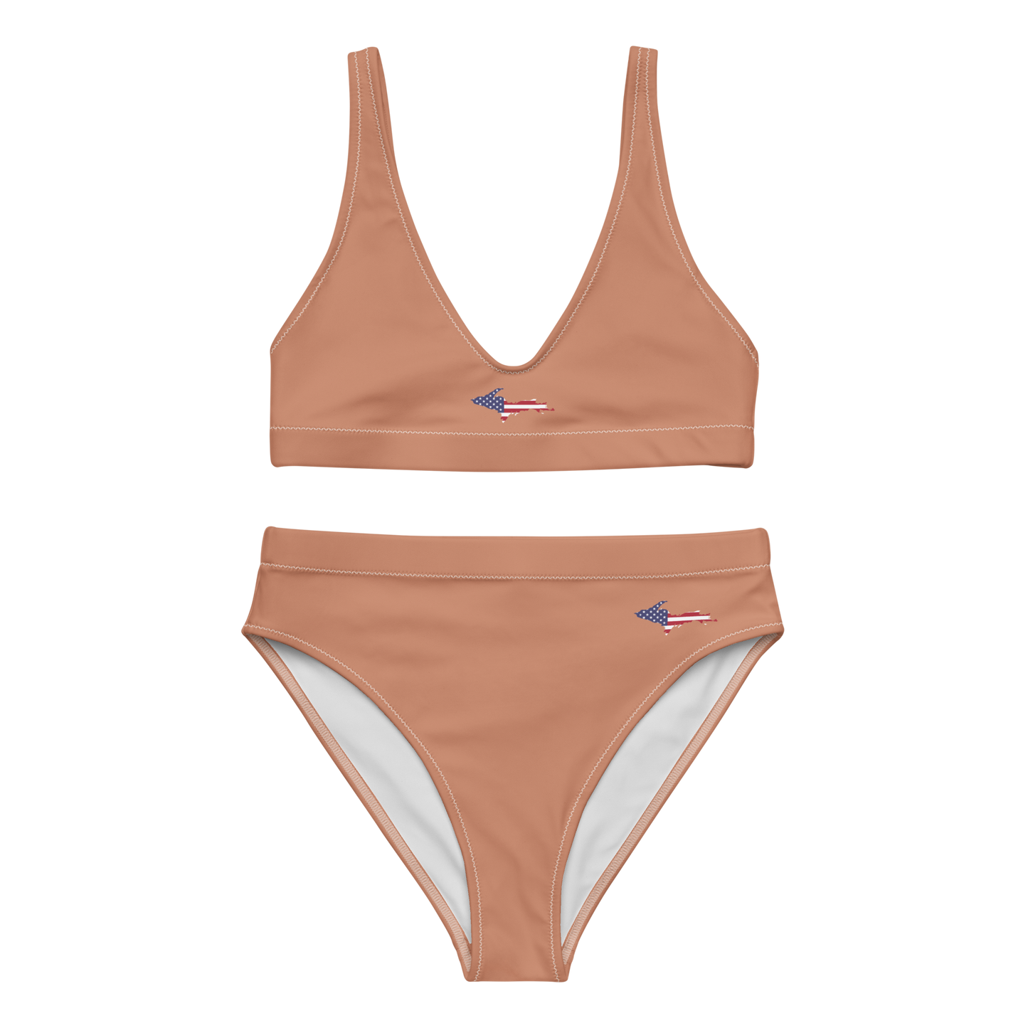 Michigan Upper Peninsula High-Waisted Bikini (w/ UP USA Flag) | Copper Color