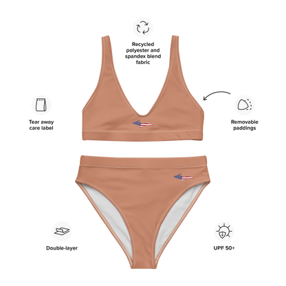 Michigan Upper Peninsula High-Waisted Bikini (w/ UP USA Flag) | Copper Color