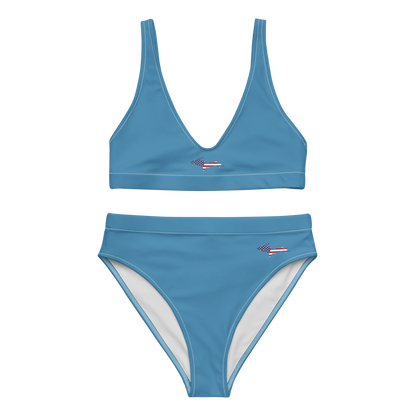 Michigan Upper Peninsula High-Waisted Bikini (w/ UP USA Flag) | Lake Michigan Blue