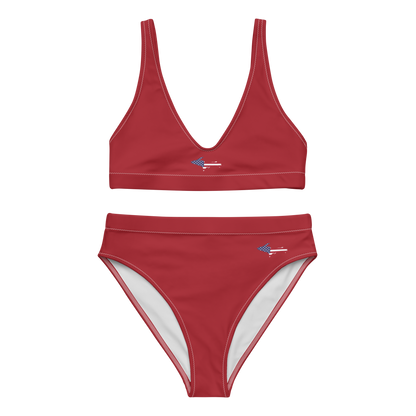 Michigan Upper Peninsula High-Waisted Bikini (w/ UP USA Flag) | Thimbleberry Red