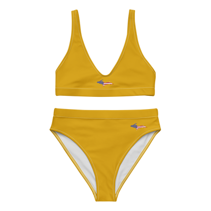 Michigan Upper Peninsula High-Waisted Bikini (w/ UP USA Flag) | Gold