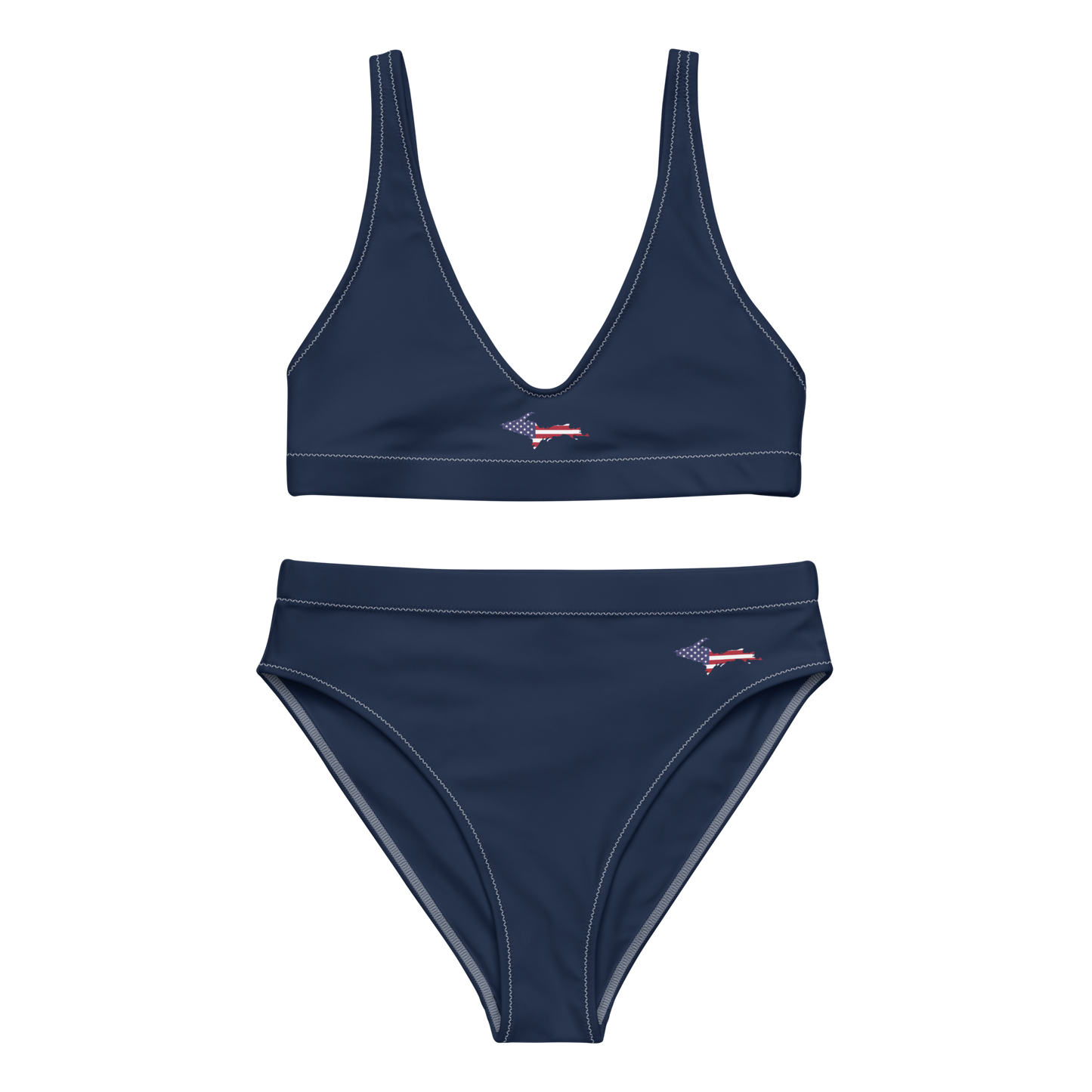 Michigan Upper Peninsula High-Waisted Bikini (w/ UP USA Flag) | Navy