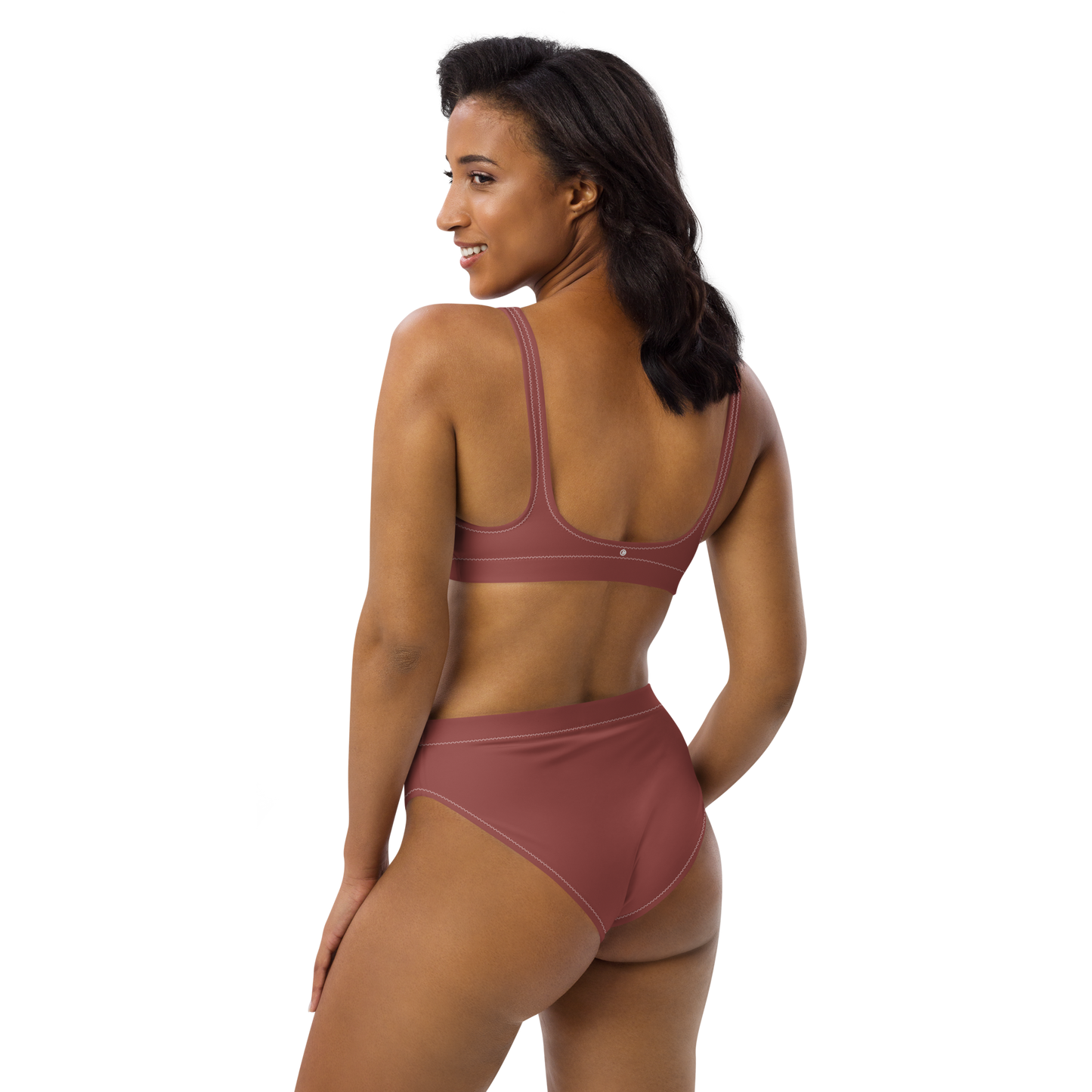 Michigan Upper Peninsula High-Waisted Bikini (w/ Dual UP Outlines) | Ore Dock Red