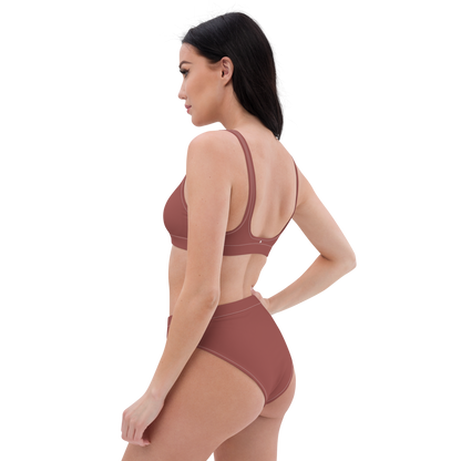 Michigan Upper Peninsula High-Waisted Bikini (w/ Dual UP Outlines) | Ore Dock Red