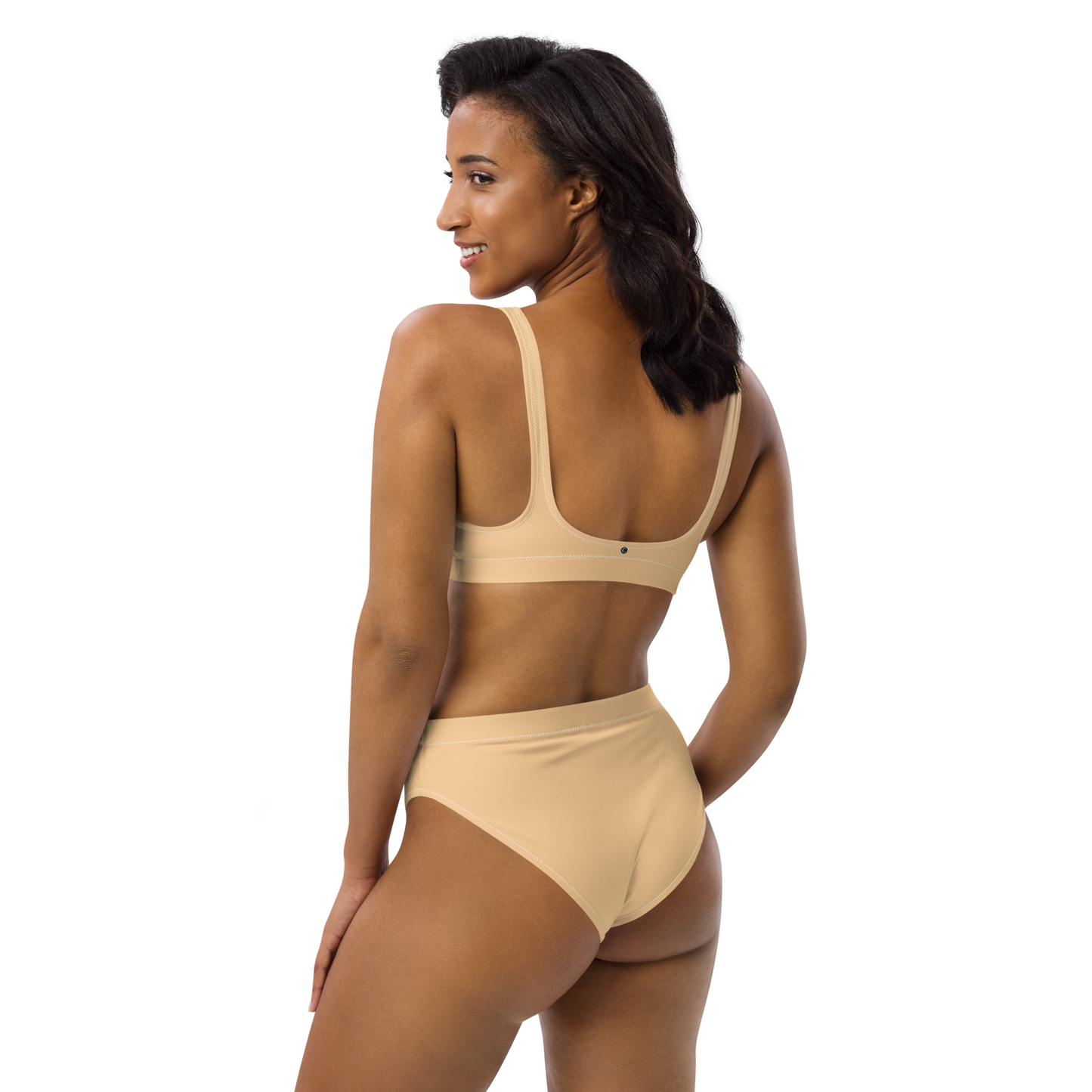 Michigan Upper Peninsula High-Waisted Bikini (w/ UP USA Flag) | Pale Apricot