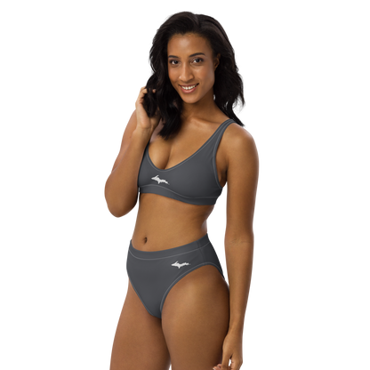 Michigan Upper Peninsula High-Waisted Bikini (w/ Dual UP Outlines) | Iron Ore Grey