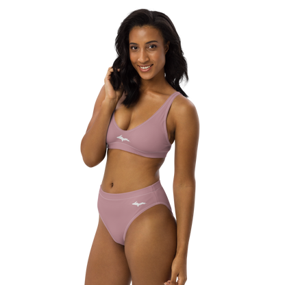 Michigan Upper Peninsula High-Waisted Bikini (w/ Dual UP Outlines) | Cherry Blossom Pink