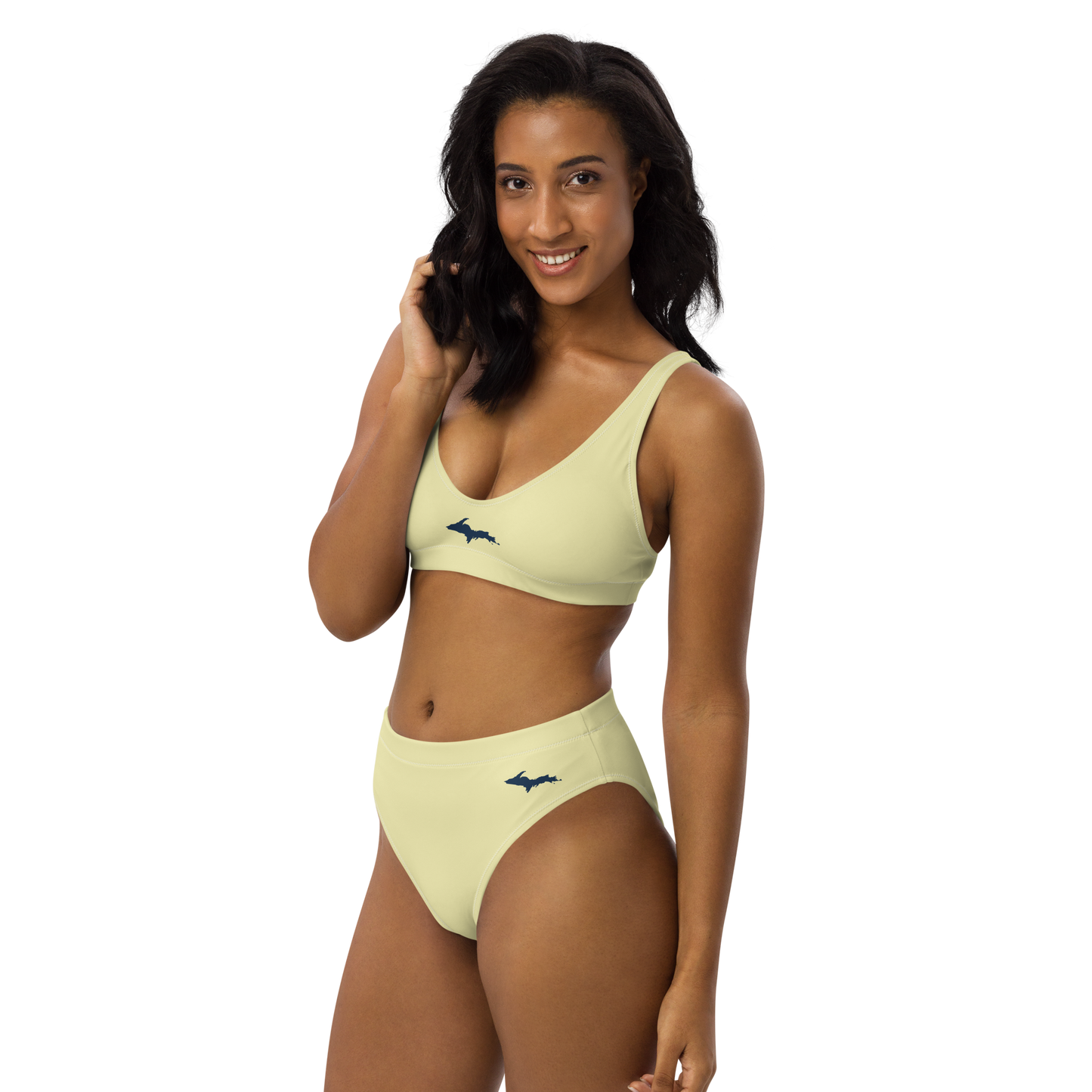 Michigan Upper Peninsula High-Waisted Bikini (w/ Dual UP Outlines) | Canary Yellow