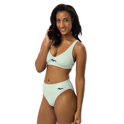 Michigan Upper Peninsula High-Waisted Bikini (w/ Dual UP Outlines) | Dew Green