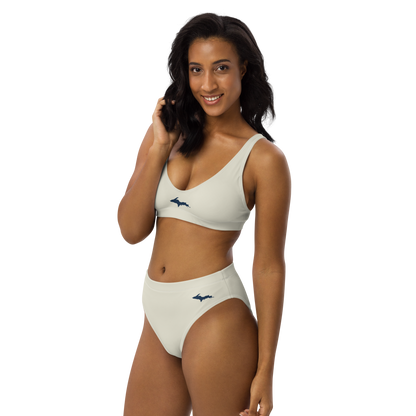 Michigan Upper Peninsula High-Waisted Bikini (w/ Dual UP Outlines) | Ivory White