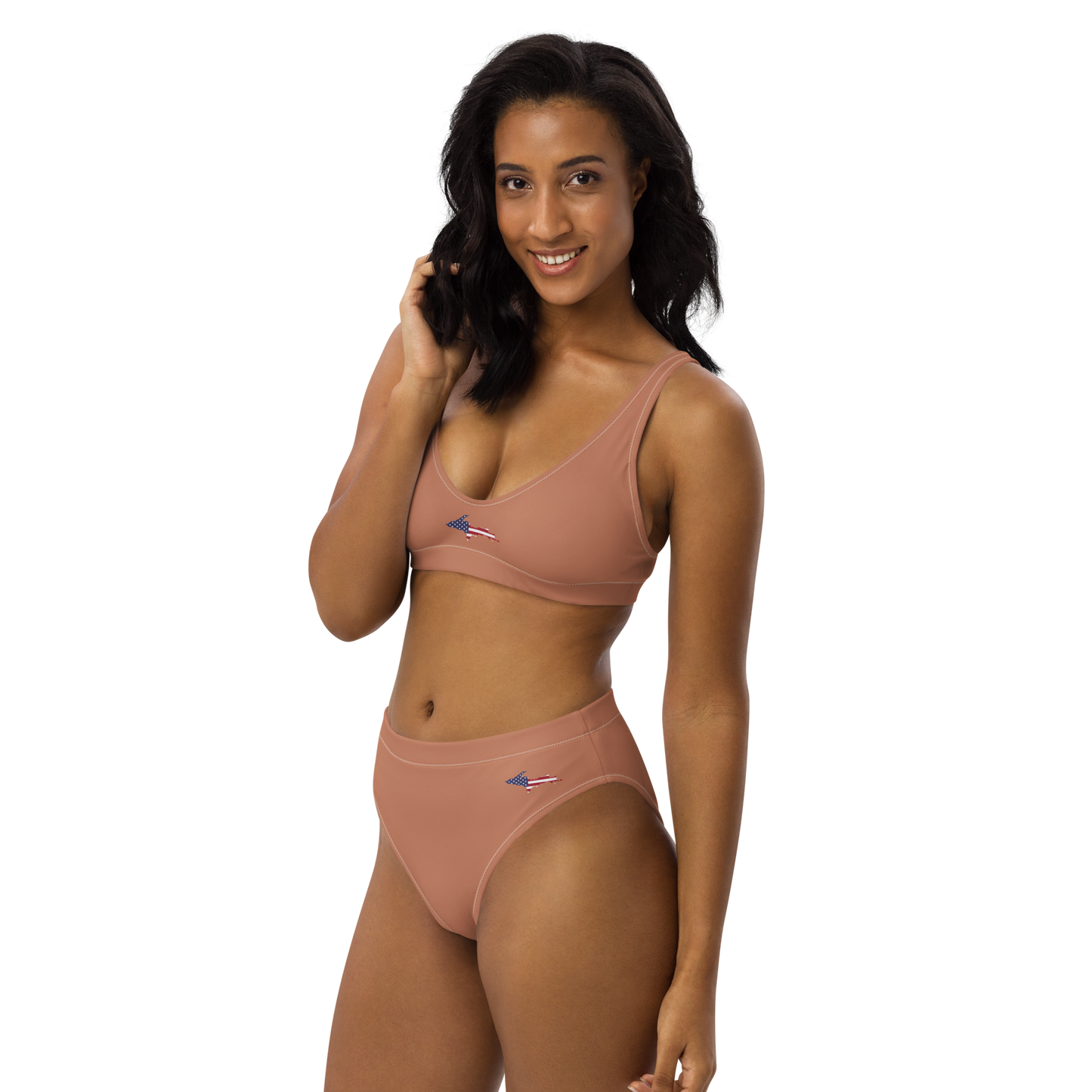 Michigan Upper Peninsula High-Waisted Bikini (w/ UP USA Flag) | Copper Color