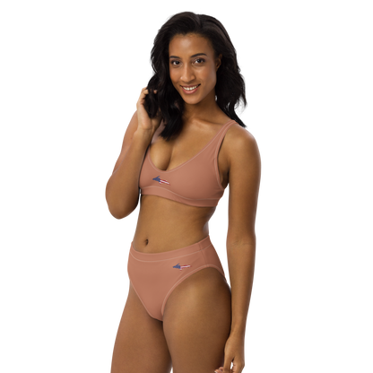 Michigan Upper Peninsula High-Waisted Bikini (w/ UP USA Flag) | Copper Color