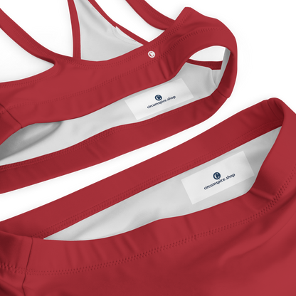 Michigan Upper Peninsula High-Waisted Bikini (w/ Dual UP Outlines) | Thimbleberry Red