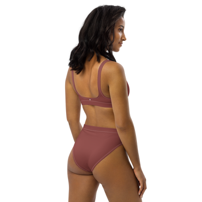 Michigan Upper Peninsula High-Waisted Bikini (w/ Dual UP Outlines) | Ore Dock Red