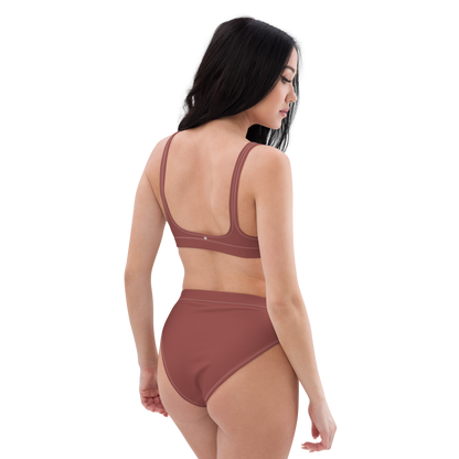 Michigan Upper Peninsula High-Waisted Bikini (w/ Dual UP Outlines) | Ore Dock Red