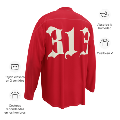 'Detroit 313' Hockey Jersey | Aliform Red