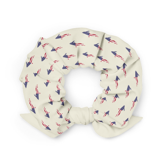 Michigan Upper Peninsula Scrunchie (w/ UP USA Flag) | Ivory White