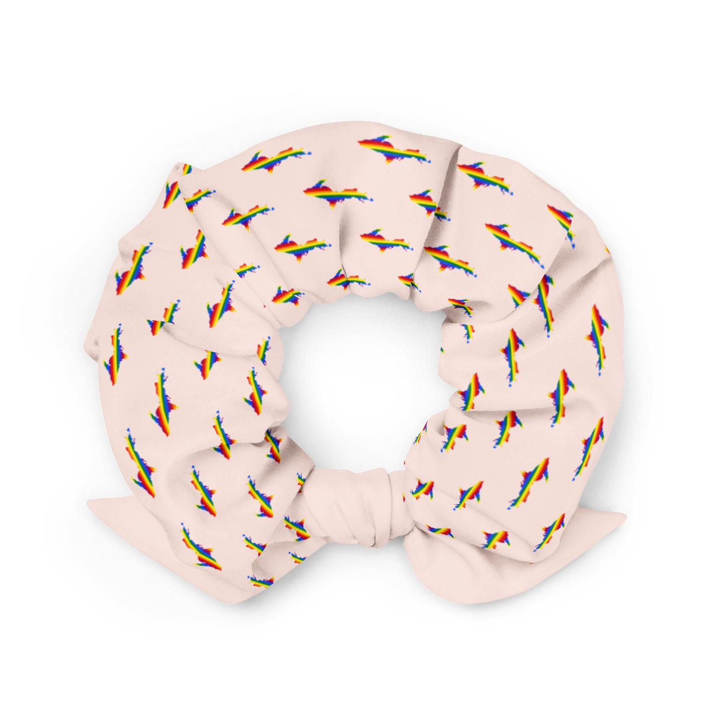 Michigan Upper Peninsula Scrunchie (w/ UP Rainbow Pride Flag) | Champagne Pink