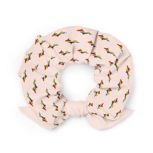 Michigan Upper Peninsula Scrunchie (w/ UP Rainbow Pride Flag) | Champagne Pink