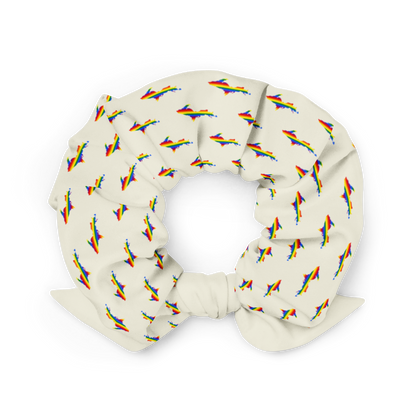 Michigan Upper Peninsula Scrunchie (w/ UP Rainbow Pride Flag) | Ivory White