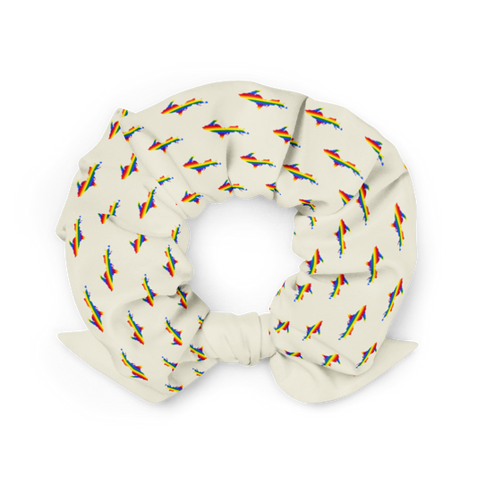 Michigan Upper Peninsula Scrunchie (w/ UP Rainbow Pride Flag) | Ivory White