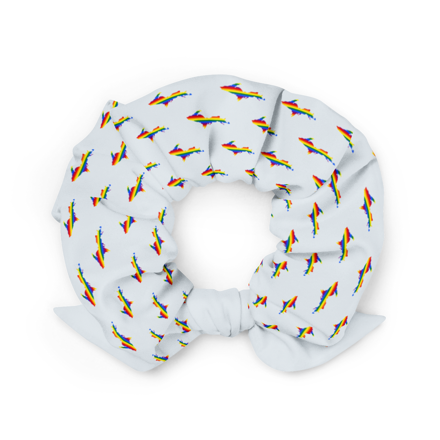 Michigan Upper Peninsula Scrunchie (w/ UP Rainbow Pride Flag) | Gossy White