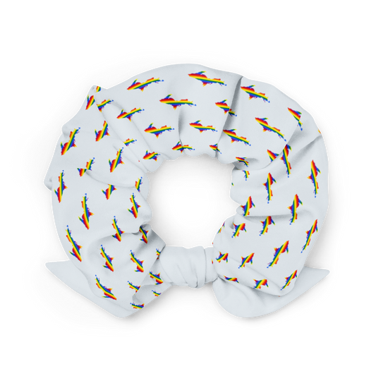 Michigan Upper Peninsula Scrunchie (w/ UP Rainbow Pride Flag) | Gossy White