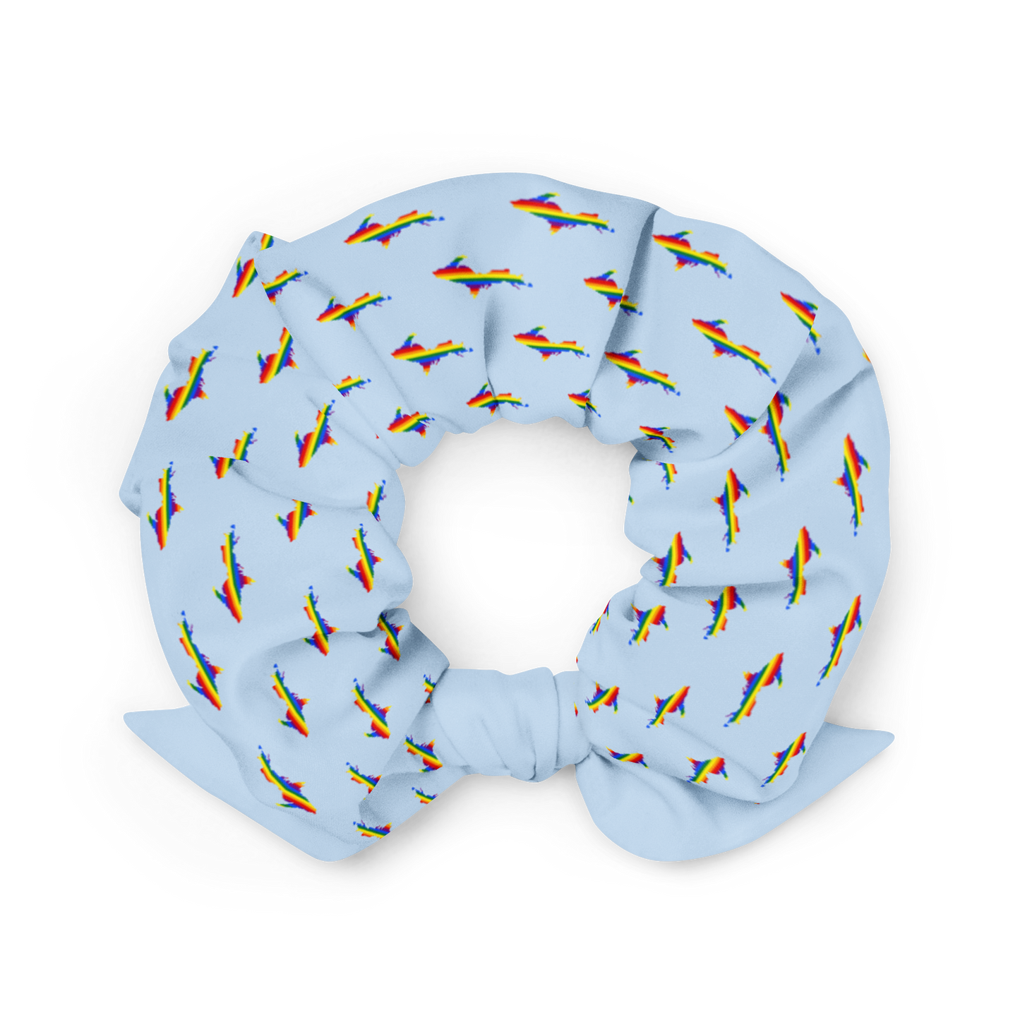 Michigan Upper Peninsula Scrunchie (w/ UP Rainbow Pride Flag) | Light Blue