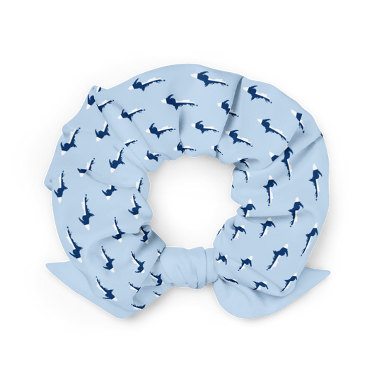 Michigan Upper Peninsula Scrunchie (w/ UP Finland Flag) | Light Blue