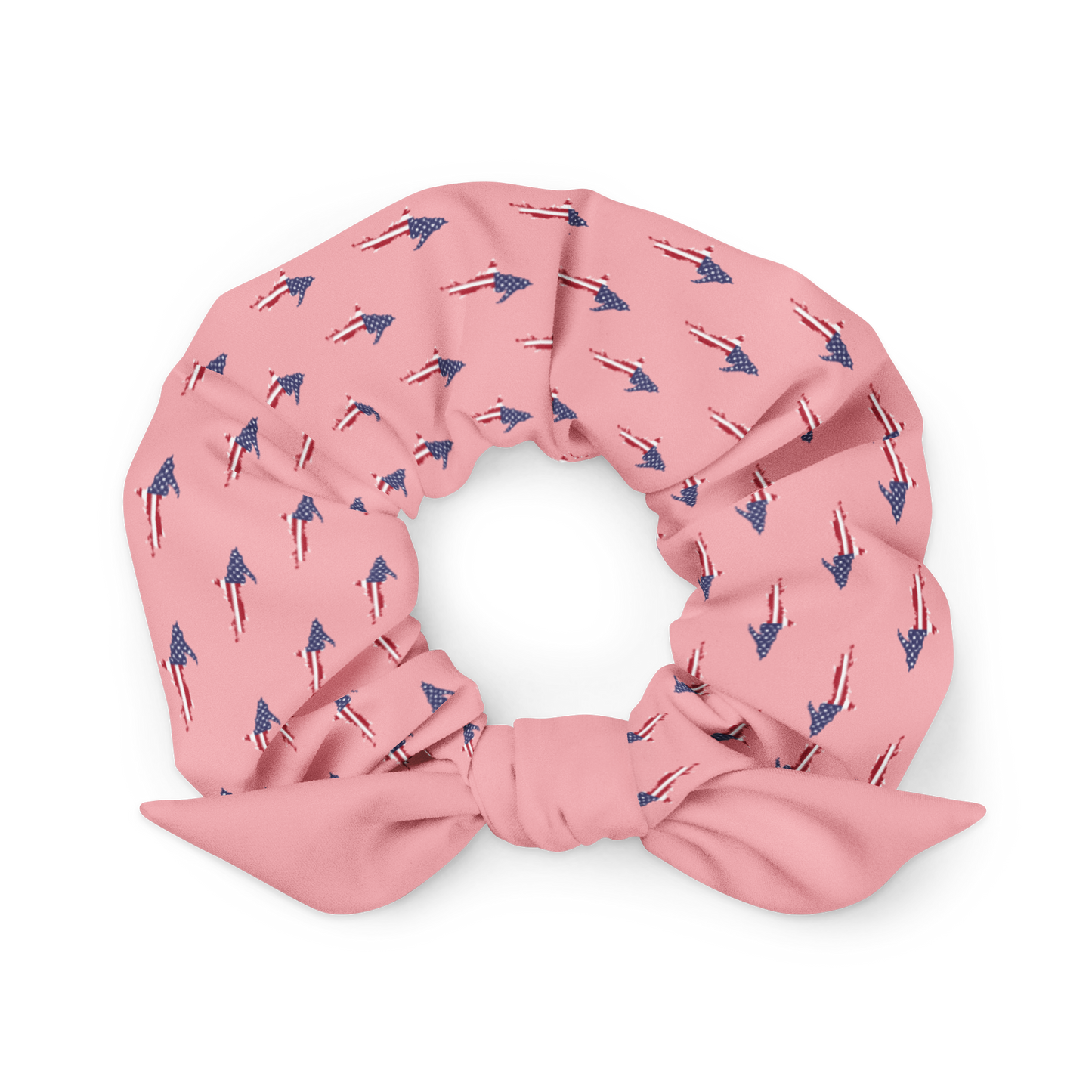 Michigan Upper Peninsula Scrunchie (w/ UP USA Flag Outline) | Strawberry Pink