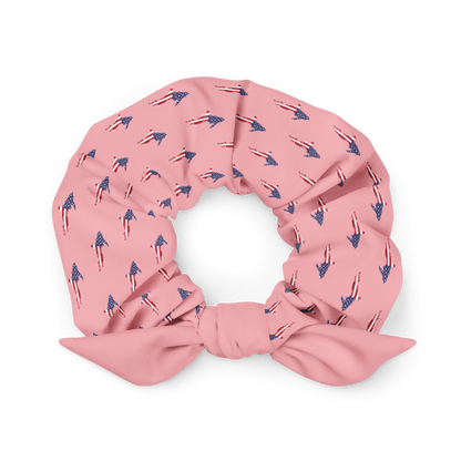 Michigan Upper Peninsula Scrunchie (w/ UP USA Flag Outline) | Strawberry Pink