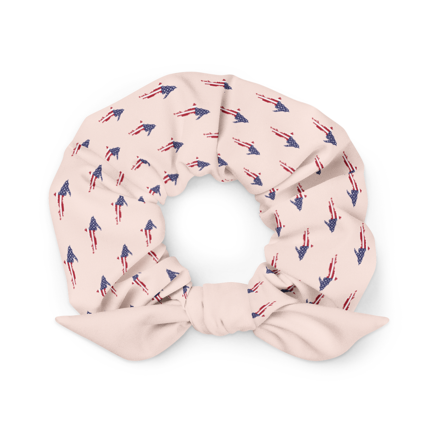 Michigan Upper Peninsula Scrunchie (w/ UP USA Flag) | Champagne Pink