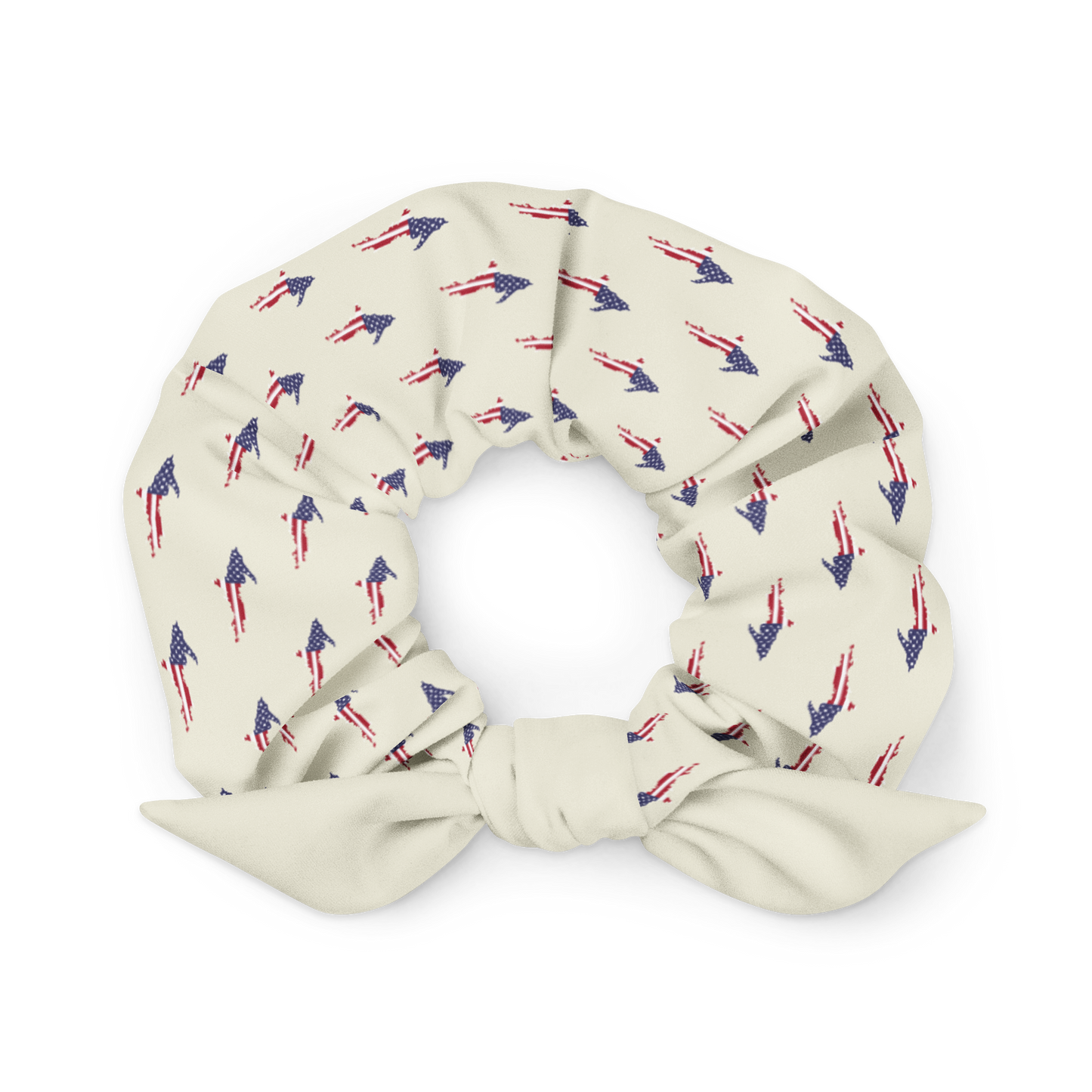 Michigan Upper Peninsula Scrunchie (w/ UP USA Flag) | Ivory White