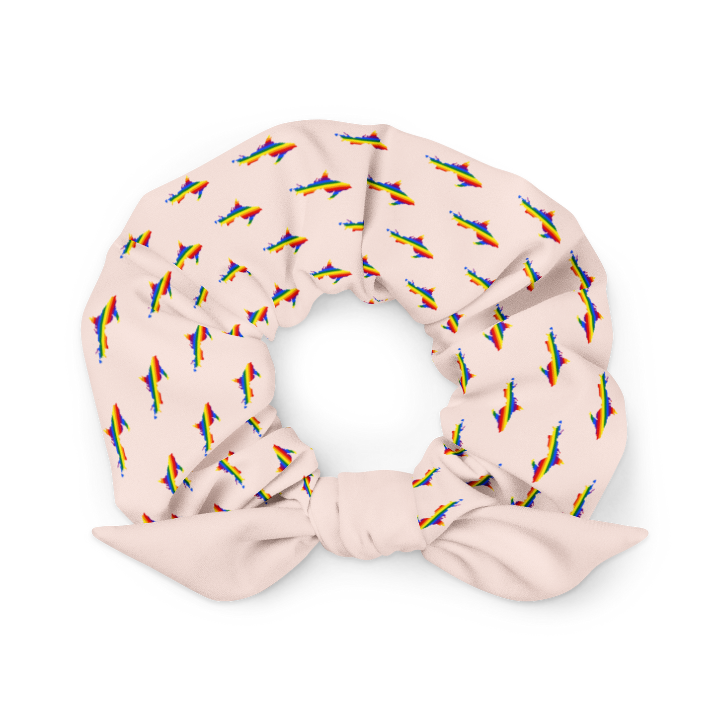 Michigan Upper Peninsula Scrunchie (w/ UP Rainbow Pride Flag) | Champagne Pink