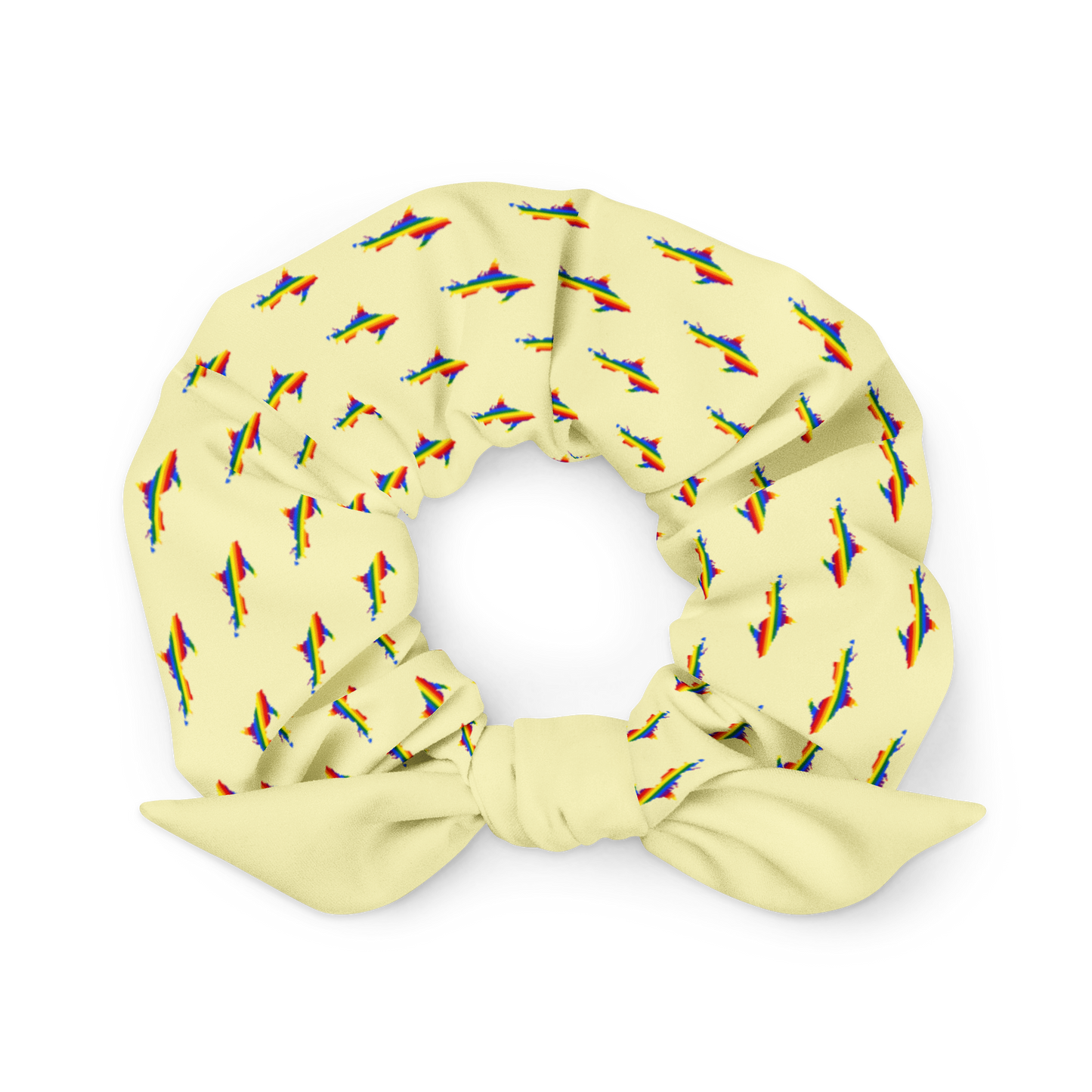 Michigan Upper Peninsula Scrunchie (w/ UP Rainbow Pride Flag) | Canary Yellow