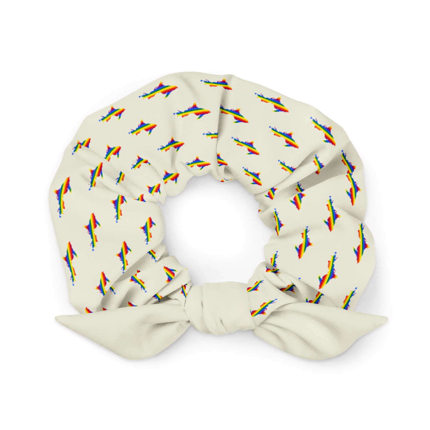 Michigan Upper Peninsula Scrunchie (w/ UP Rainbow Pride Flag) | Ivory White