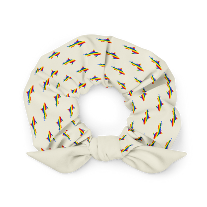 Michigan Upper Peninsula Scrunchie (w/ UP Rainbow Pride Flag) | Ivory White