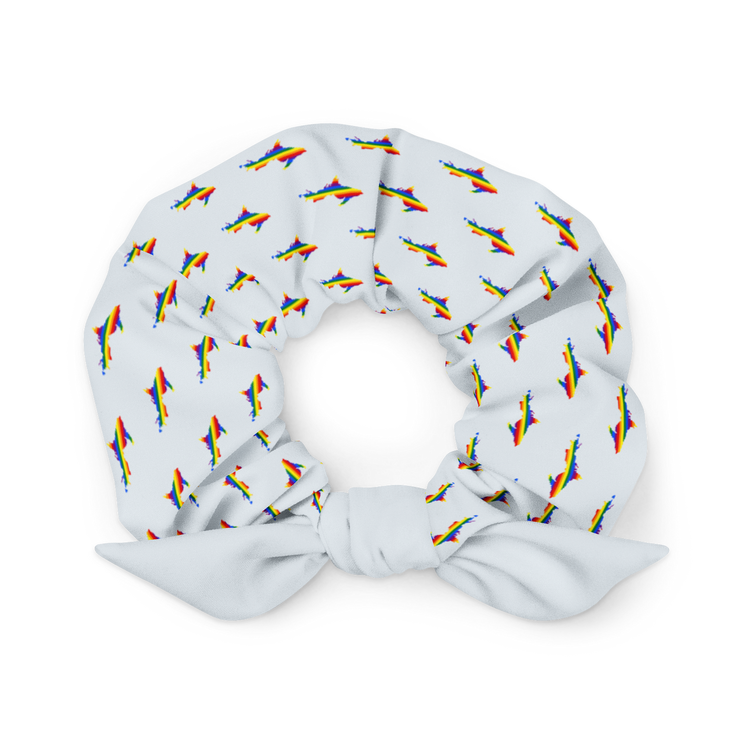 Michigan Upper Peninsula Scrunchie (w/ UP Rainbow Pride Flag) | Gossy White