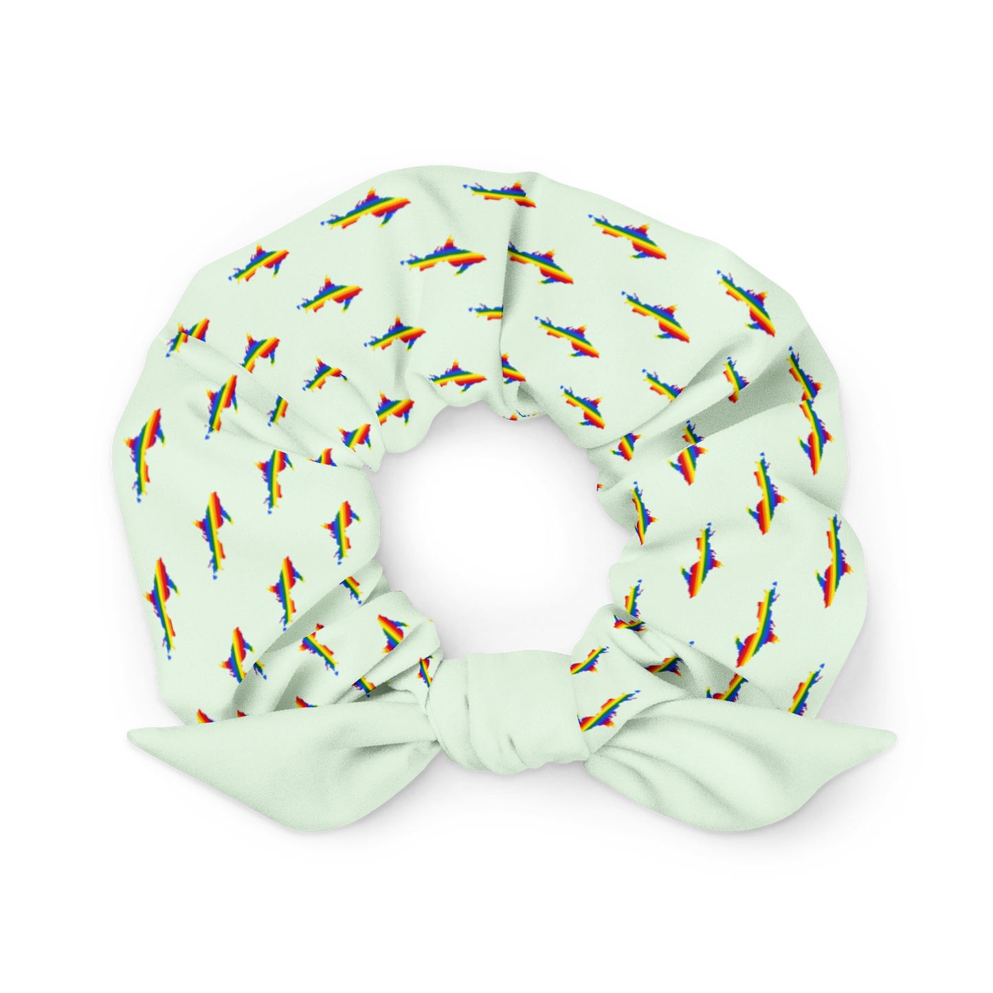 Michigan Upper Peninsula Scrunchie (w/ UP Rainbow Pride Flag) | Dew Green