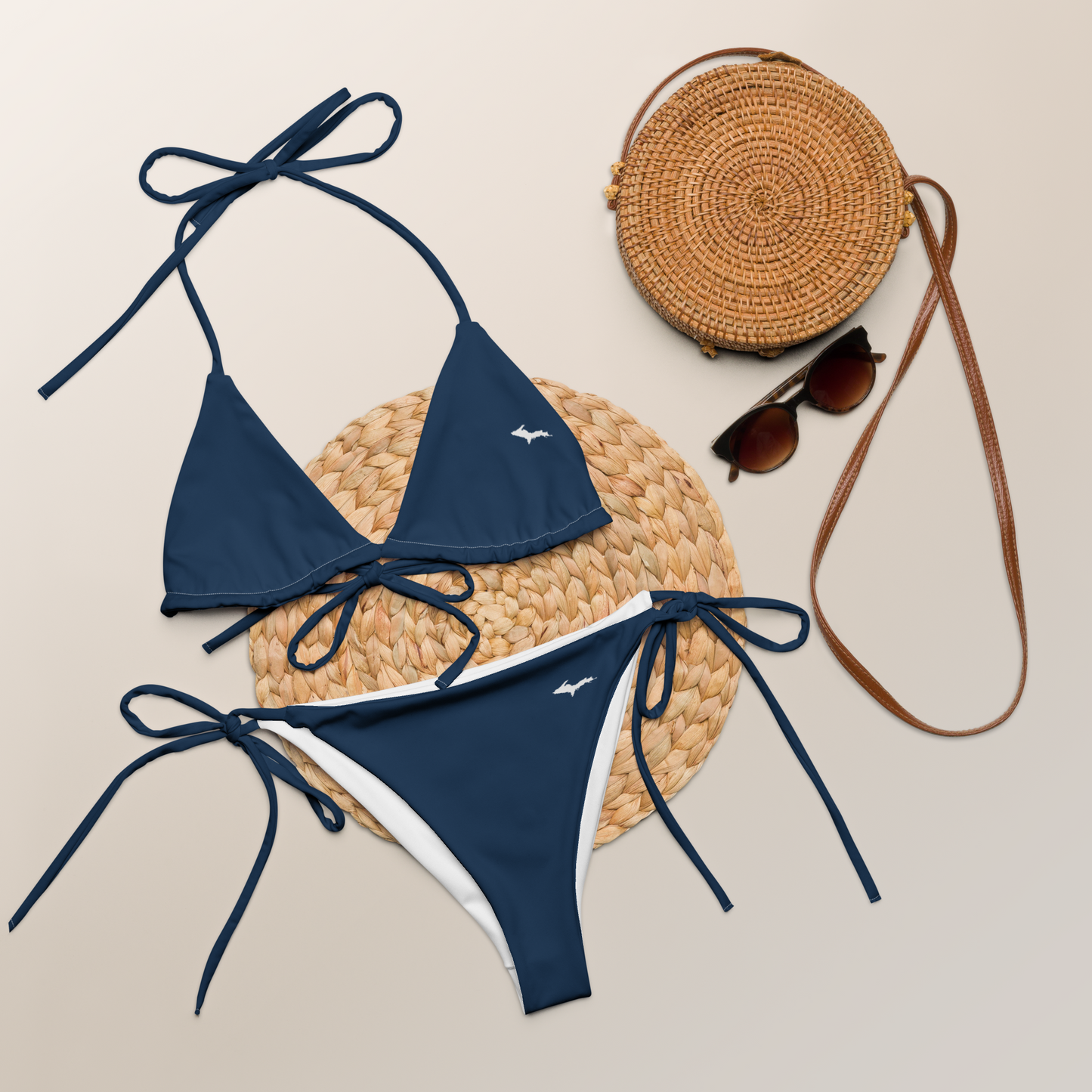 Michigan Upper Peninsula String Bikini (w/ Dual UP Outlines) | Navy