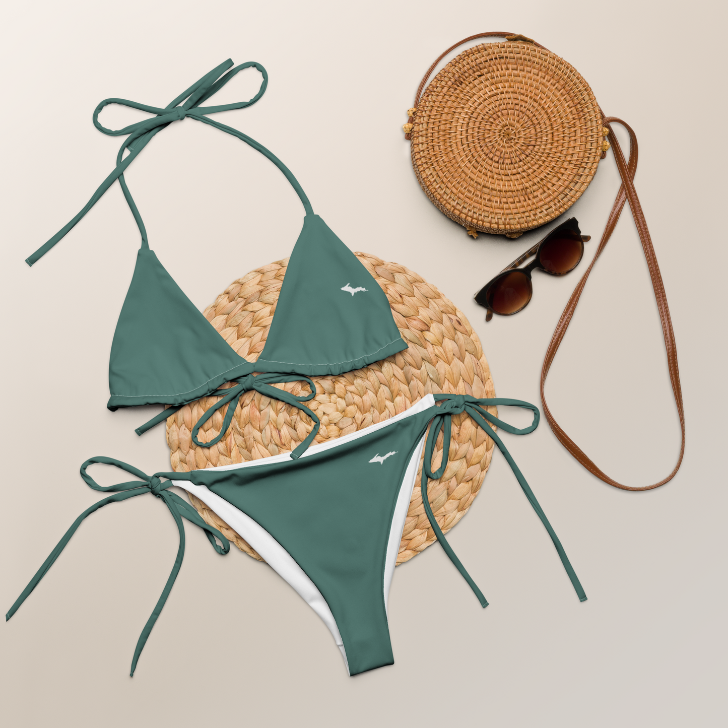 Michigan Upper Peninsula String Bikini (w/ Dual UP Outlines) | Copper Green