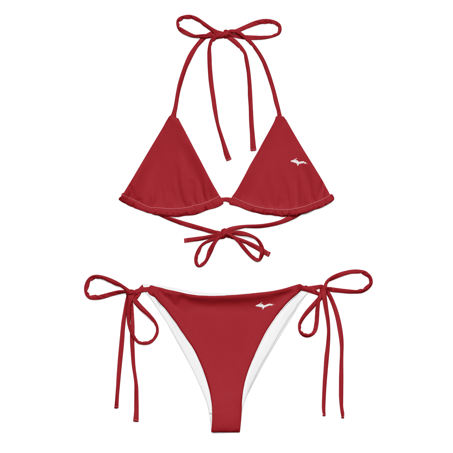 Michigan Upper Peninsula String Bikini (w/ Dual UP Outlines) | Thimbleberry Red