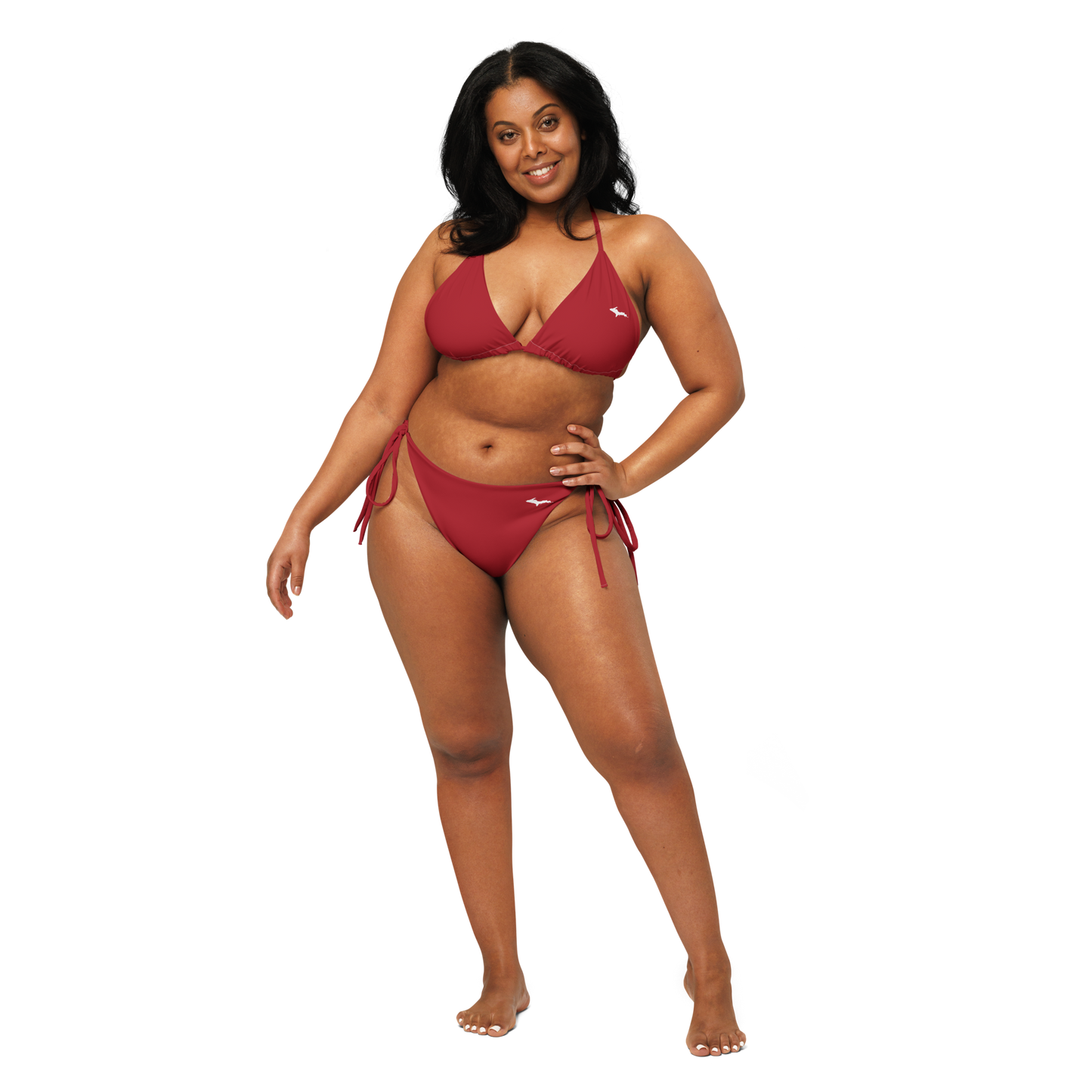 Michigan Upper Peninsula String Bikini (w/ Dual UP Outlines) | Thimbleberry Red