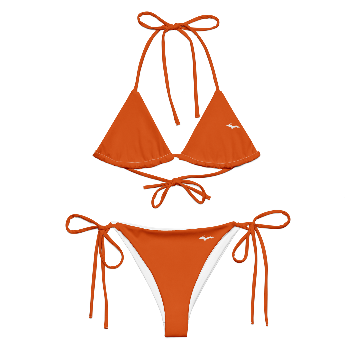 Michigan Upper Peninsula String Bikini (w/ Dual UP Outlines) | Maple Leaf Orange