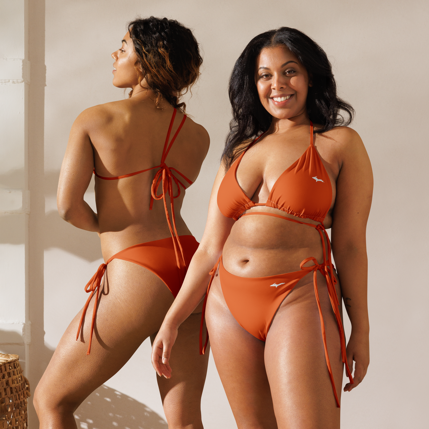 Michigan Upper Peninsula String Bikini (w/ Dual UP Outlines) | Maple Leaf Orange