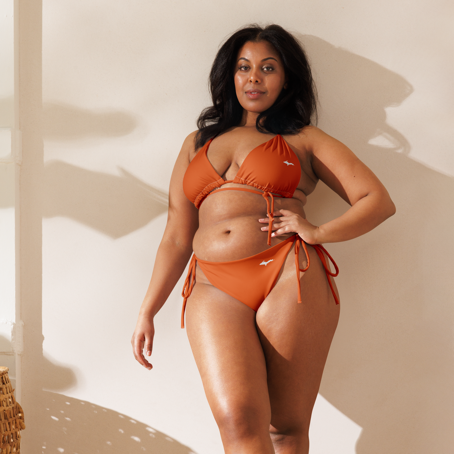 Michigan Upper Peninsula String Bikini (w/ Dual UP Outlines) | Maple Leaf Orange