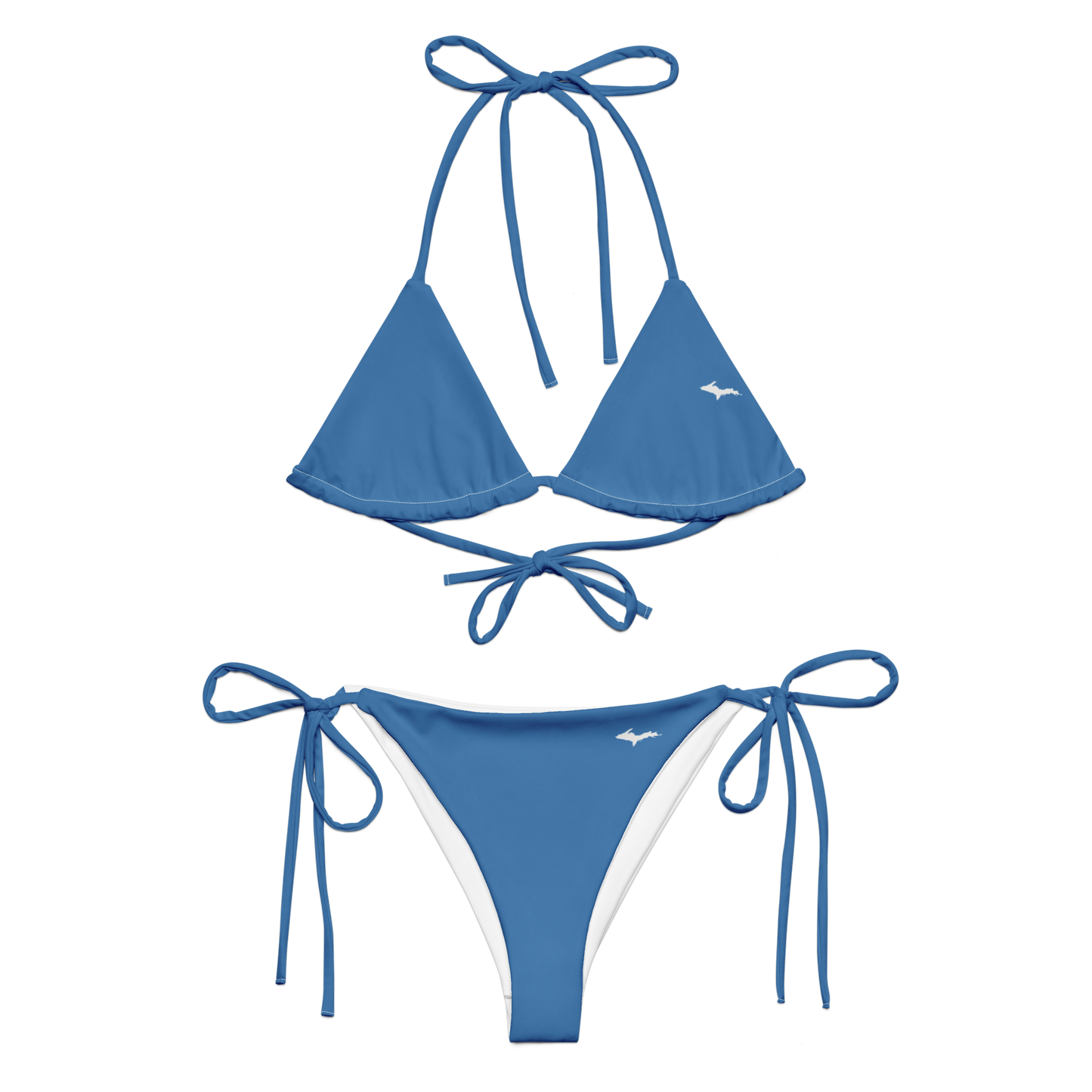 Michigan Upper Peninsula String Bikini (w/ Dual UP Outlines) | Lake Superior Blue